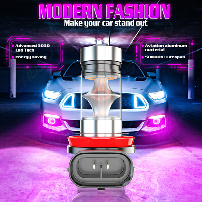 #ad 2Pcs H11 LED Headlight Kit 1200LM H9 H8 Beam Bulb DRL Pink Purple Fog Light 12V $15.99