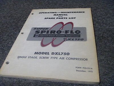 #ad Ingersoll Rand DXL750 Air Compressor Parts Catalog Operator amp; Maintenance Manual $146.66