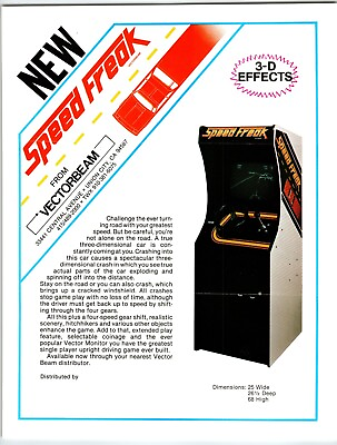 #ad SPEED FREAK Arcade Game Flyer 1979 Original Vintage Retro 8.5quot; x 11quot; Vectorbeam $21.74