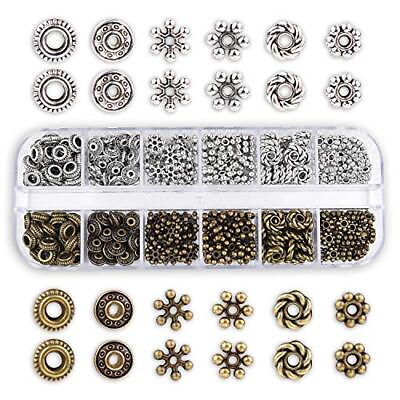 #ad 300pcs 6 Style Antique Silver Bronze Spacer Beads Tibetan Metal Spacers Jewel... $17.75