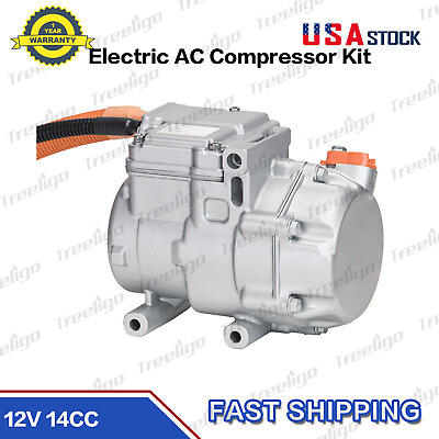 #ad 12V Electric AC Compressor Kit Air Conditioning for Auto Car Truck Bus Boat 14CC $509.99