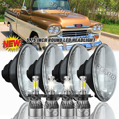 #ad DOT For Chevy 3100 Truck 1958 1959 4pcs 5.75quot; Round LED Headlights High Low Beam $119.99