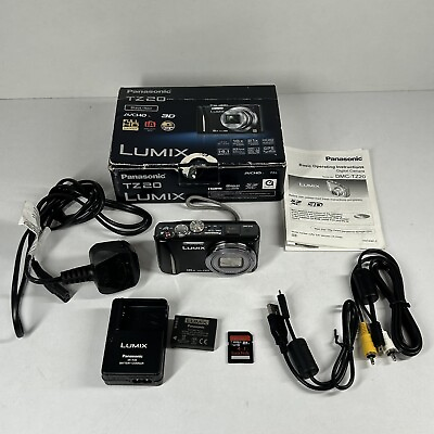 #ad Panasonic LUMIX DMC TZ20 14.1MP Digital Camera Black w 4GB SD Card Box Charger GBP 59.99