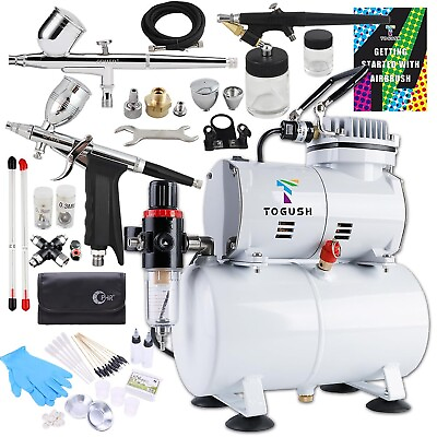 #ad Professional Air Compressor with Air Tank with 3 Airbrushes for Hobby Tempora... $268.34