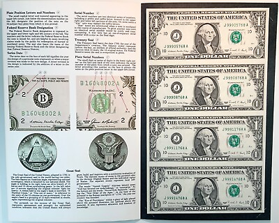 #ad United States 1988 UNC 1 Dollar Uncut Sheet Kansas City In Folder $25.00