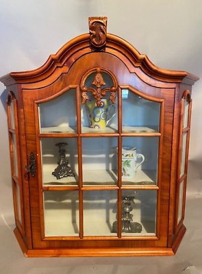 #ad Elegant 1960s French Louis XVI Style Mahogany Wood Wall Cabinet With Glass Door $750.00