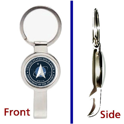 #ad United Space Space Force Air Pendant Keychain silver tone secret bottle opener $12.99