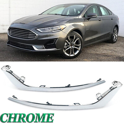 #ad For Ford Fusion 2019 2020 Front Bumper Fog Lamp Eyelids Cover Strip Trim Chrome $45.99