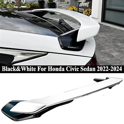 #ad For Honda Civic Sedan 4 Dr 2022 2023 2024 Rear Trunk Spoiler Wing White Black $92.99