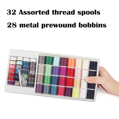 #ad 60PCS Mini Sewing Thread Spools and Bobbins Set for Sewing Machine Hand Sewing $8.99