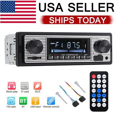 #ad Bluetooth Vintage Car FM Radio MP3 Player USB Classic Stereo Audio Receiver AUX $16.99