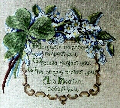 #ad Cross Stitch Pattern ST PATRICKS DAY Irish Blessing Shamrocks Flowers Verse $5.99