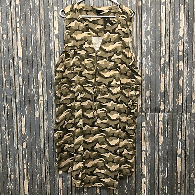 #ad TORRID Sleeveless 1 4 zip Up front Shirt Dress Challis Camo 3XL Pockets NWT $36.00