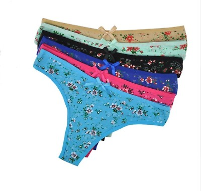 #ad Women#x27;s cotton floral printed thong underwear lingerie knickers brief xPack of 3 GBP 6.75