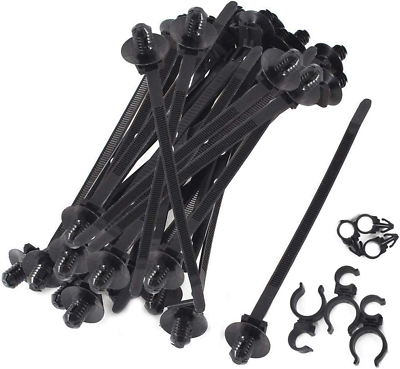 #ad #ad 50Pcs Black Fir Tree Nylon Push Mount Cable Zip Tie 8.3quot;X0.18quot; $12.69
