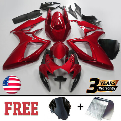 #ad #ad Glossy Red Fairing Kit ABS Bodywork For Suzuki GSXR600 GSXR750 2006 2007 USA $375.00