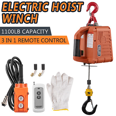 #ad 3 in 1 Electric Hoist Winch Portable Crane 1100lbs Wired Wireless Remote Control $129.90