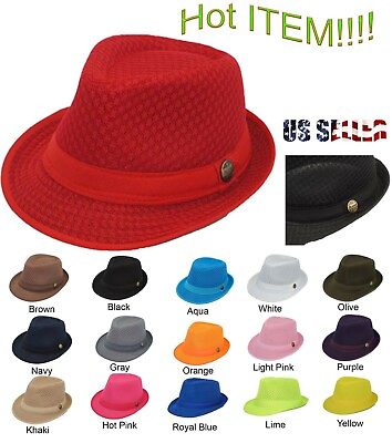#ad Light Weight Mesh Fedora hat Soft Cool Summer Classic Trilby COOL MESH $16.25