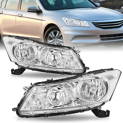 #ad For 2008 2012 Honda Accord 4 Door Sedan Chrome Headlights Clear Corner Lamps LR $99.99