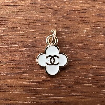 #ad Chanel Gold and White CC Charm ; 13mm $20.00