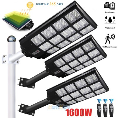 #ad Weathproof 1600W LED Solar Street Light 9000000LM Dusk Dawn Road LampTimerPole $99.85