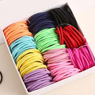 #ad 100Pcs Elastic Rubber Hair Ties for Women Girls Kids Bands Ponytail Holder Rope $3.77