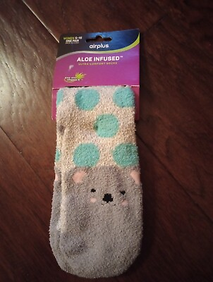 #ad Air Plus Aloe Infused With Vitamin E Comfort Socks Koala Bear Gray Teal W Bonus $3.88