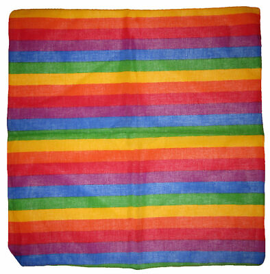 #ad 22quot;x22quot; Rainbow Gay Pride Striped 100% Cotton Bandana $5.88