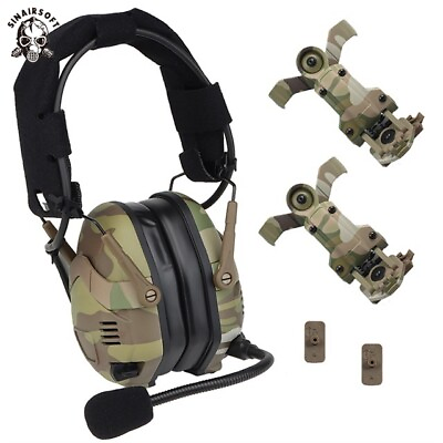 #ad Tactical Electronic Headset Bluetooth Silicone Ear Muffs For Helmet Noise Reduct $148.99
