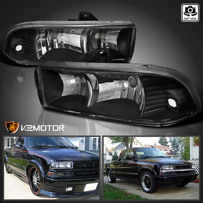 #ad Black Fits 1998 2004 Chevy S10 Blazer Pickup Headlights Lamps LeftRight 98 04 $68.38
