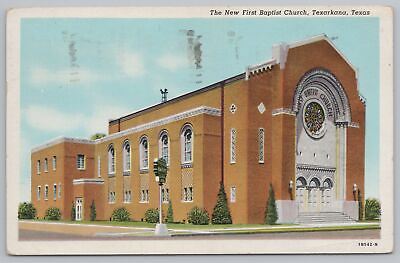 #ad The New First Baptist Church Texarkana Texas Pub By Hale Parker PM 1951 Postcard $2.70