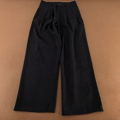 #ad DAZY Womens Size Large Black High Rise Pocketed Pleated Front Wide Leg Pants New $18.67