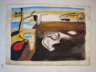 #ad Salvador Dali Painting Drawing Vintage Sketch Paper Signed Stamped $99.98