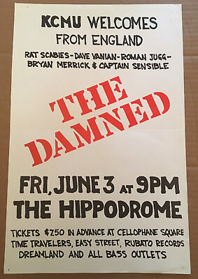 #ad Damned Poster 1983 Flyer Original Hippodrome Punk Handbill Not Sex Pistols $249.99
