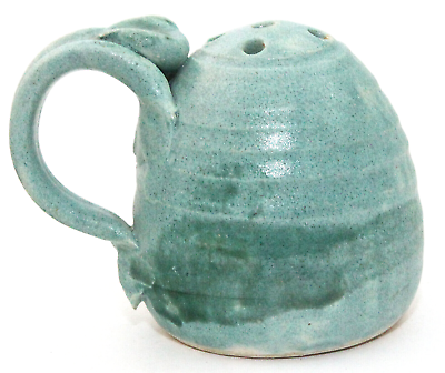 #ad Art Pottery Shaker Parmesan Turquoise Aqua Handmade Red Earth Pottery Vintage $13.49