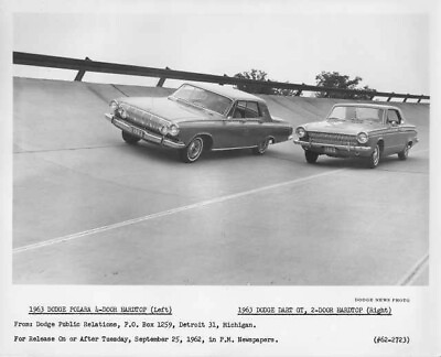 #ad 1963 Dodge Polara 4 Door Hardtop and Dart GT 2 Door Press Photo 0233 $13.67