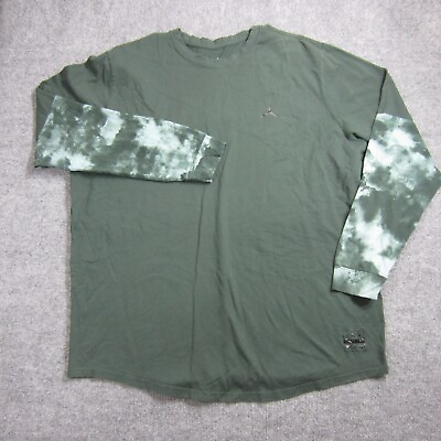 #ad Jordan Air Long Sleeve Shirt Mens 3XL Green Crewneck Curved Hem $24.99