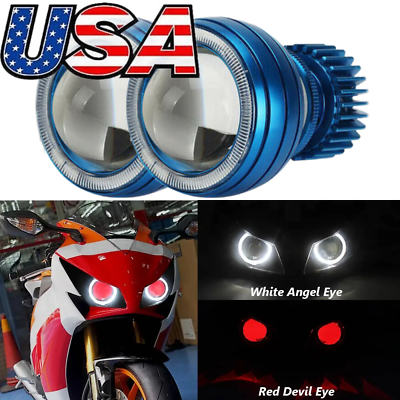 #ad 2PCS LED Headlight Angel Eye Projector Demon Light For Honda CBR 600 1000 RR $65.99