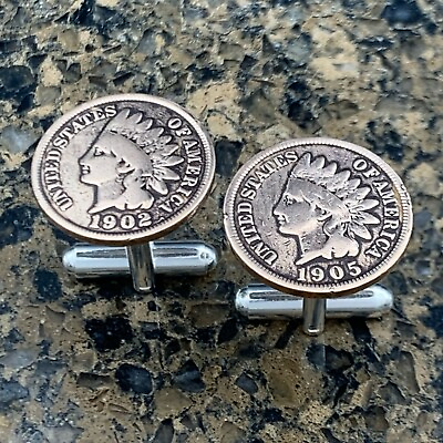 #ad New Cufflinks Antique Vintage Indian Head 100 Year Penny Coin Currency Americana $10.99