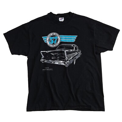 #ad 1993 Bash Productions Mens XL Vintage T Shirt Black Chevy Bel Air Chevrolet Car $16.99
