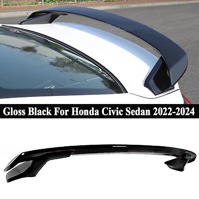 #ad For Honda Civic Sedan 4 Dr 2022 2023 2024 Rear Trunk Spoiler Wing Glossy Black $89.99