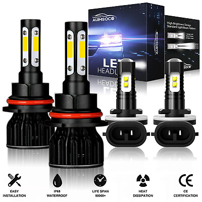 #ad For Dodge Dakota 2001 2004 4X Bulbs LED Headlight High Low Beam Fog Light Kit $36.99