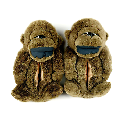 #ad Ani Mate Brown Plush Gorilla Monkey Adult Slippers Comfortable Size M 7 9 $14.95