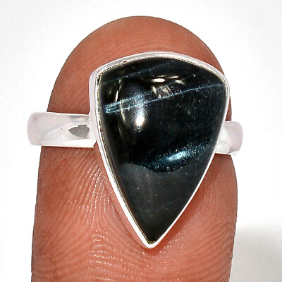 #ad Natural Hawk Eye Blue Tiger Eye 925 Sterling Silver Ring Jewelry s.8 CR23921 $15.99