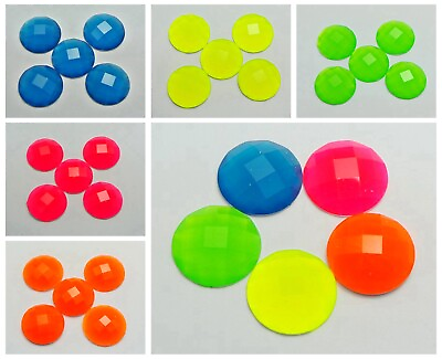 #ad 50 Neon Colour Flatback Acrylic Round Rhinestone Gems 20mm No Hole Wholesales $3.77