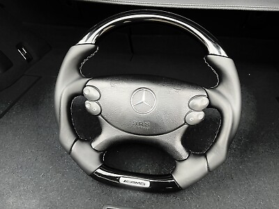 #ad AMG Mercedes Steering Wheel Wood Black Piano Nappa Leather W211 W463 SL550 W209 $1250.00