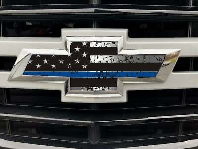 #ad Fits Chevy Silverado Tahoe Emblem Bowtie American Flag Blue Line Police Cops $13.00