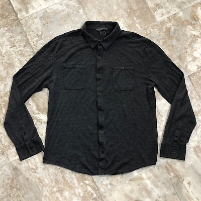 #ad John Varvatos Men Silk Blend Knit Button Up Shirt Size Large Long Sleeves Casual $36.00