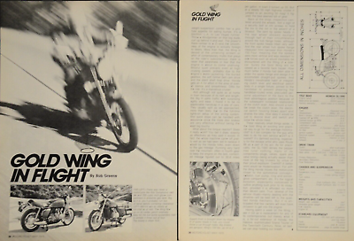 #ad 1975 Honda Gold Wing GL1000 Original Motorcycle 3 page test Article $7.99