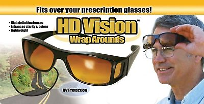 #ad Night Vision Driving Wraparound Sunglasses Fits Over Glasses As Seen On TV New $9.99